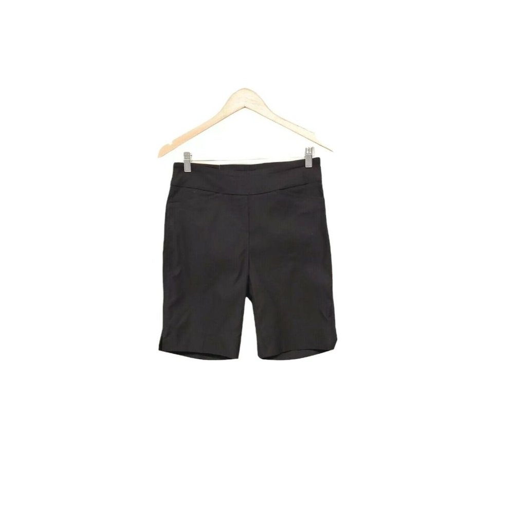 Hilary Radley Womens Small Bermuda Short Stretch Pull On Black 9 inch Inseam
